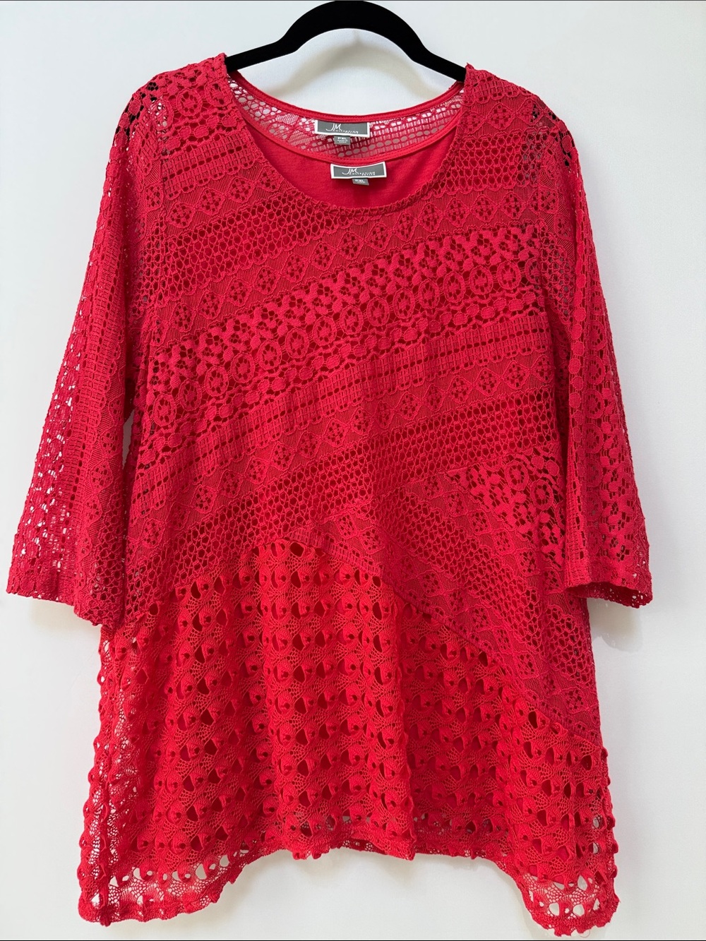 New PXL JM Collection gorgeous lace overlay top with connected tank top